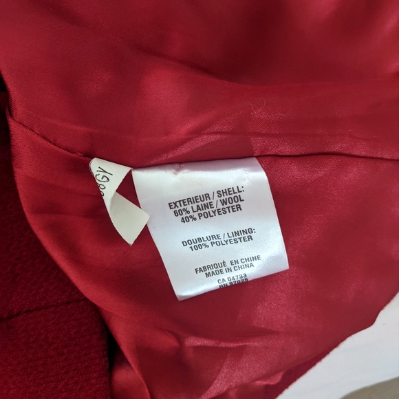 Red wool peacoat with hood - Picture 7 of 8